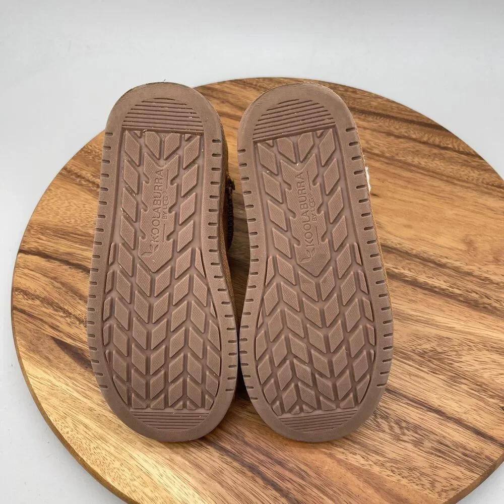 Koolaburra by UGG Victoria Mini Boots Girls Size 1 Ankle Tan Bows Brown Suede